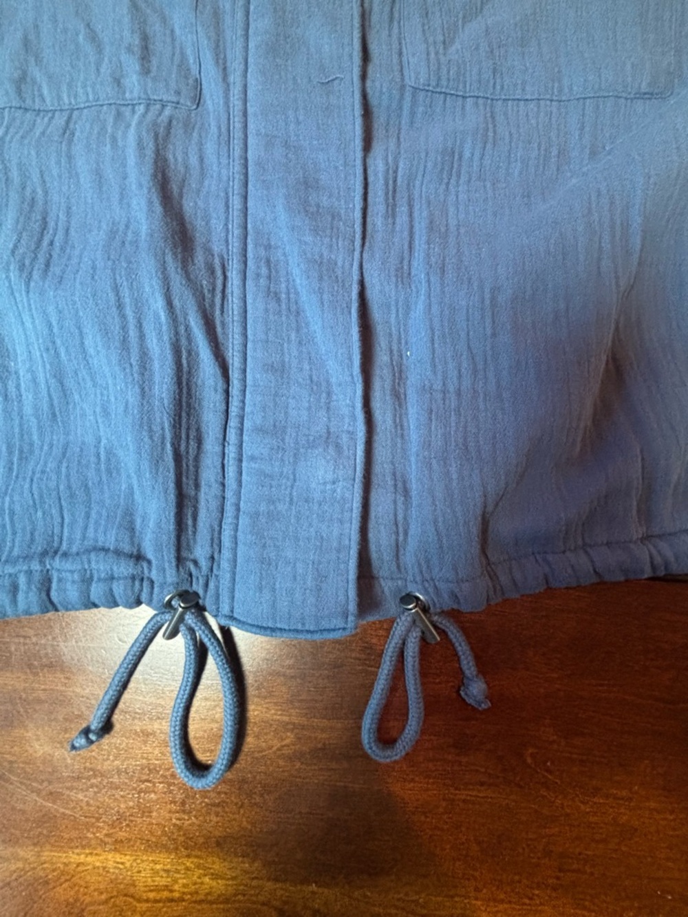 Caslon Blue Cotton Utility Jacket Top Drawstring Hem Size Medium - Picture 8 of 10